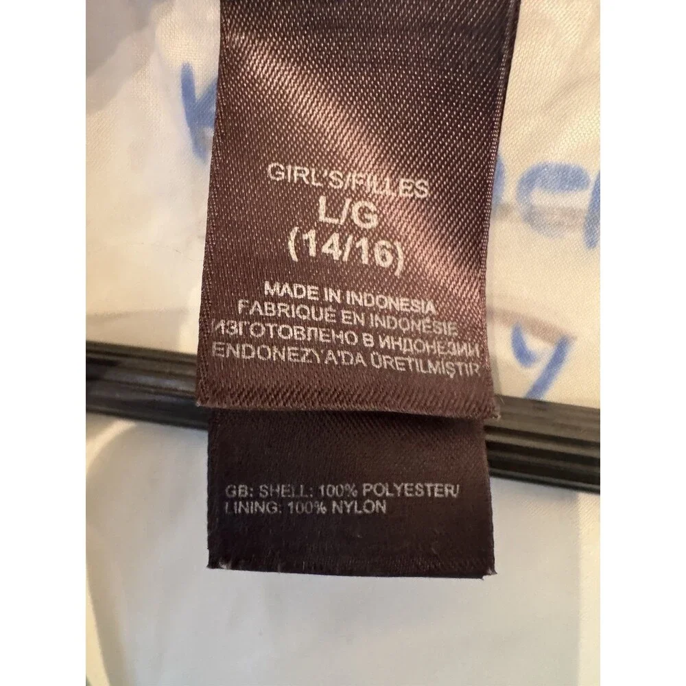 The North Face HyVent Girls L Hooded Full Zip Jacket Pockets Blue/White